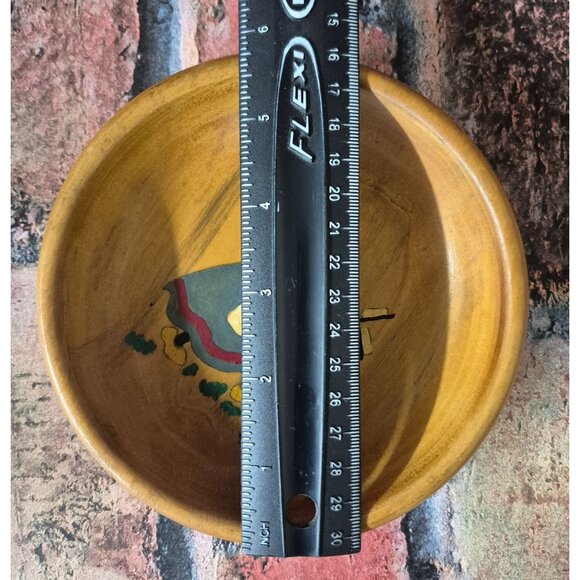 Vintage Hand Painted Folk Art Wooden Dutch Bowl Set of 4 Signed GHS 5.5" Decor - Picture 7 of 8